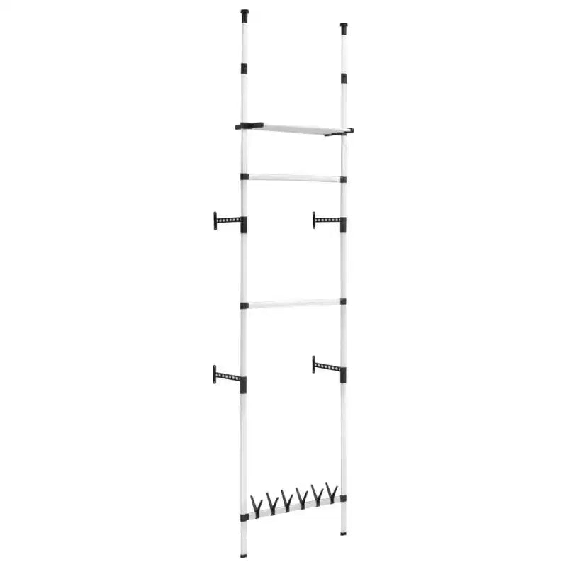 vidaXL Telescopic Wardrobe System with Rods and Shelf Aluminum