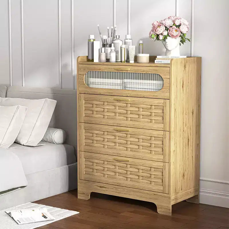 4 Drawer Dresser For Bedroom, Rattan Wood Dressers, Tall Dressers And Wide Chests Of Drawers, Bedroom Closet Dresser, Wood