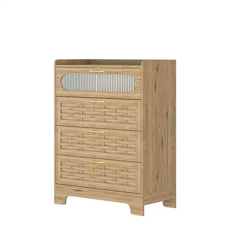 Commode à 4 tiroirs pour chambre à coucher, commodes en bois de rotin