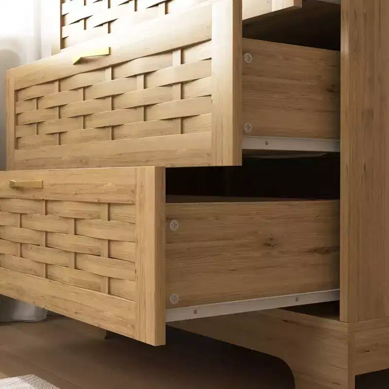 Commode à 4 tiroirs pour chambre à coucher, commodes en bois de rotin