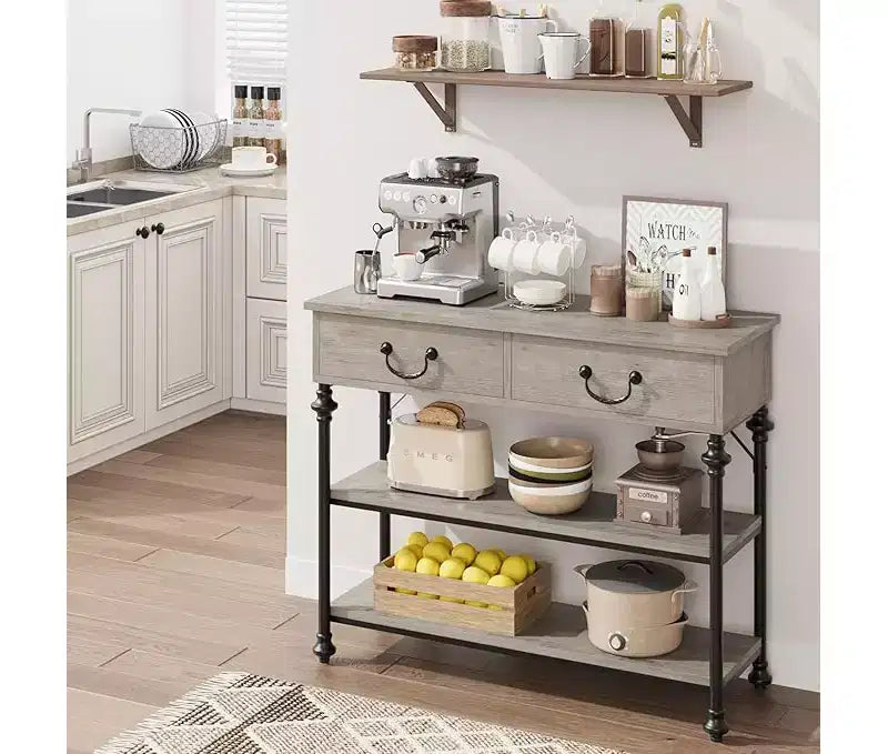 Petite console d'entrée avec 3 tiroirs, table de canapé étroite