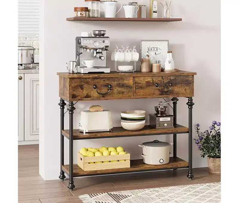 Petite console d'entrée avec 3 tiroirs, table de canapé étroite