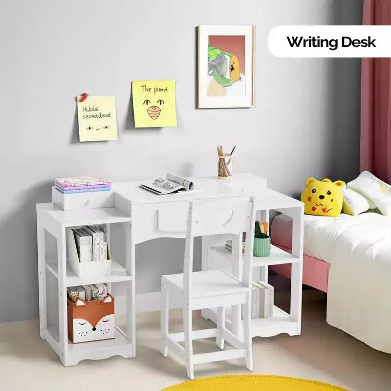 Coiffeuse pour enfants avec meuble de rangement et miroir triple