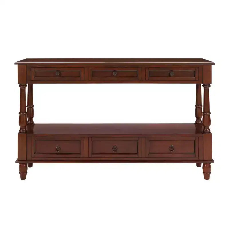 Console étroite en bois massif avec rangement, table basse moderne à 2 niveaux