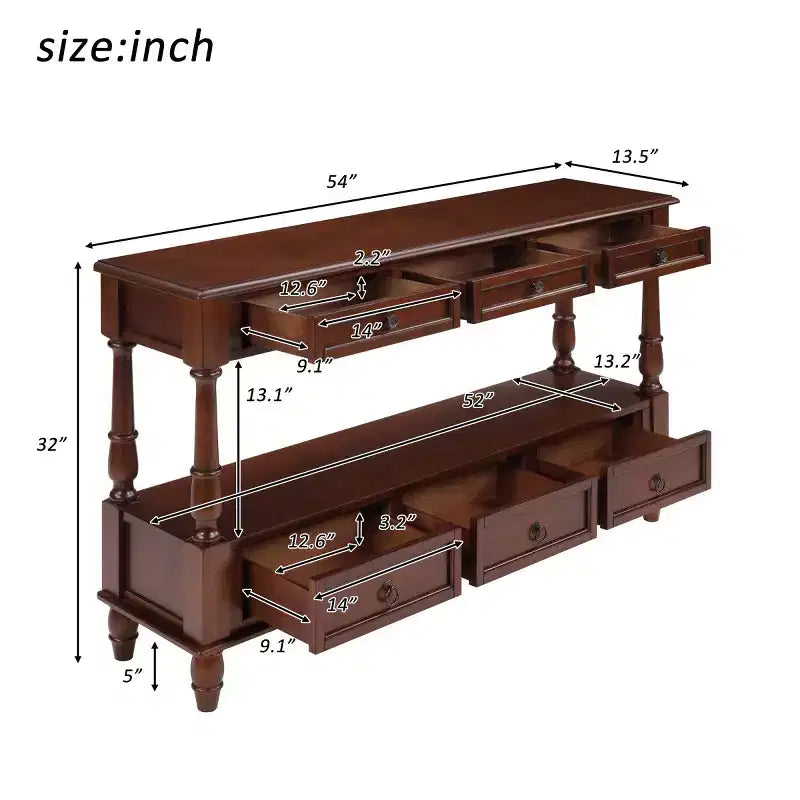Console étroite en bois massif avec rangement, table basse moderne à 2 niveaux