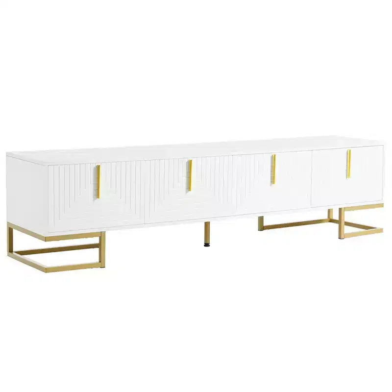 Meuble TV pour téléviseur de plus de 80 pouces, meuble TV multifonctionnel géométrique minimaliste moderne