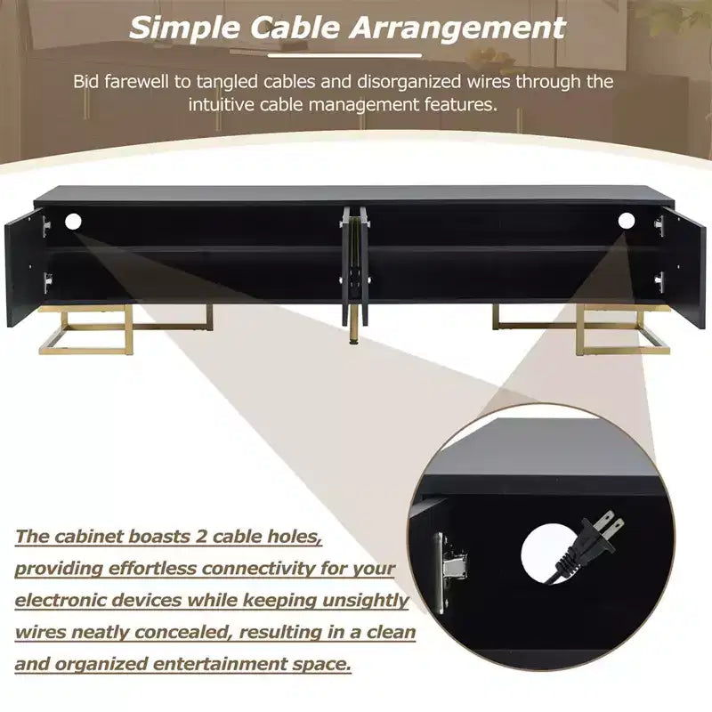 Meuble TV pour téléviseur de plus de 80 pouces, meuble TV multifonctionnel géométrique minimaliste moderne