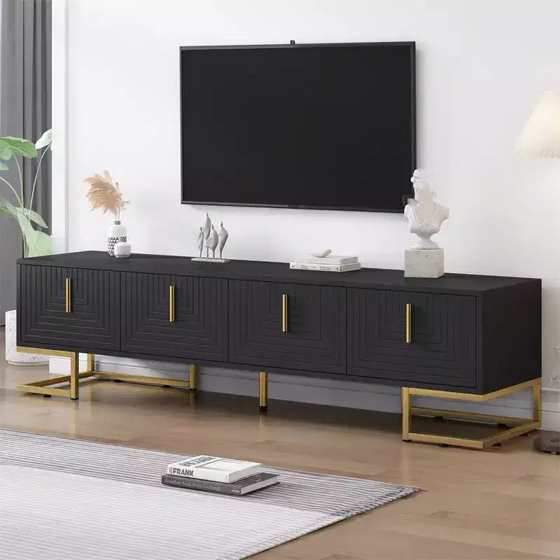 Meuble TV pour téléviseur de plus de 80 pouces, meuble TV multifonctionnel géométrique minimaliste moderne