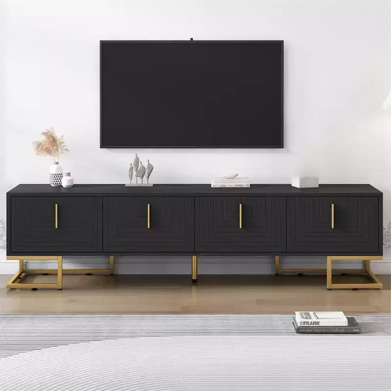 Meuble TV pour téléviseur de plus de 80 pouces, meuble TV multifonctionnel géométrique minimaliste moderne