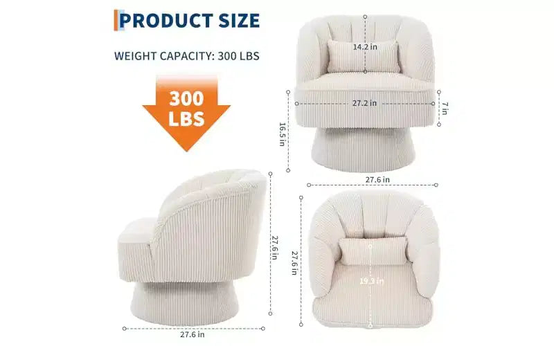 Fauteuil pivotant, Fauteuil d'appoint 360° en velours avec rembourrage épais