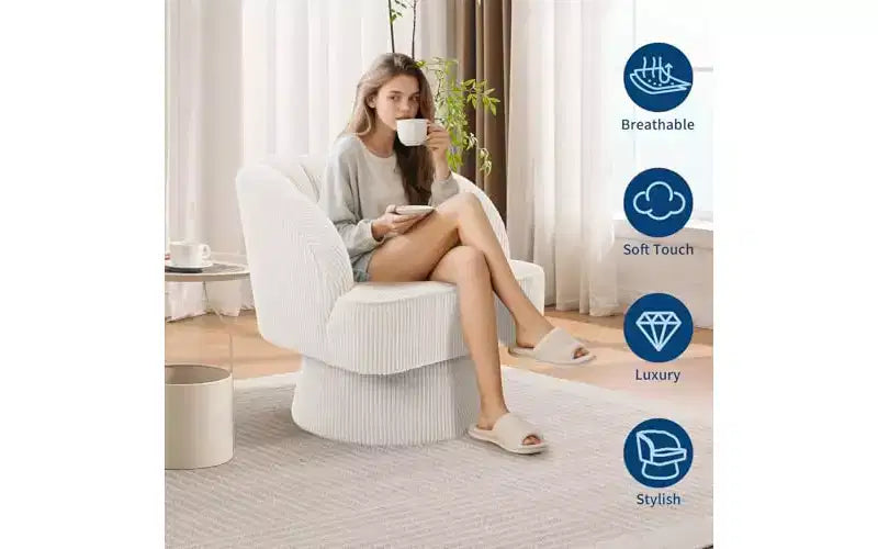 Fauteuil pivotant, Fauteuil d'appoint 360° en velours avec rembourrage épais