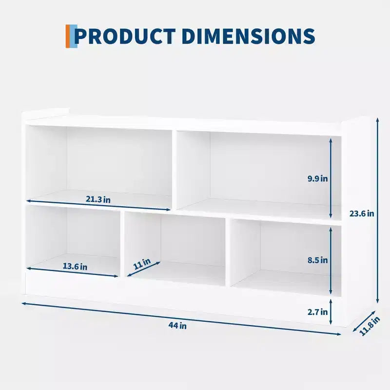 Étagère à livres en bois pour enfants, 5 sections, 2 niveaux, organisateur de rangement de jouets à étagères ouvertes