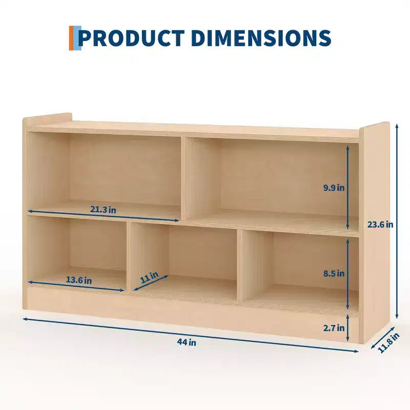 Étagère à livres en bois pour enfants, 5 sections, 2 niveaux, organisateur de rangement de jouets à étagères ouvertes