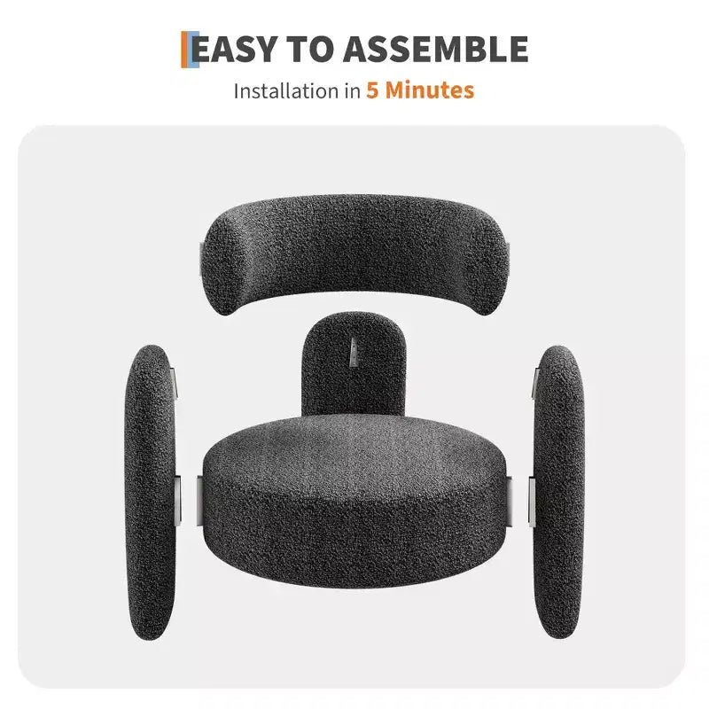 Fauteuil d'appoint baril moderne surdimensionné en chenille, Fauteuil de salon du milieu du siècle