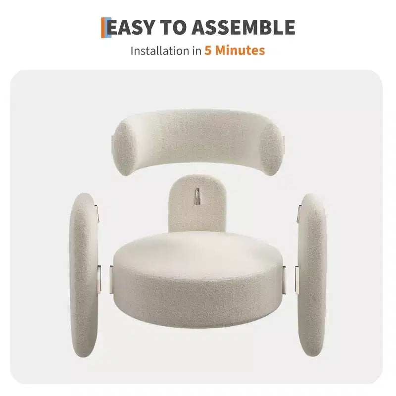 Fauteuil d'appoint baril moderne surdimensionné en chenille, Fauteuil de salon du milieu du siècle