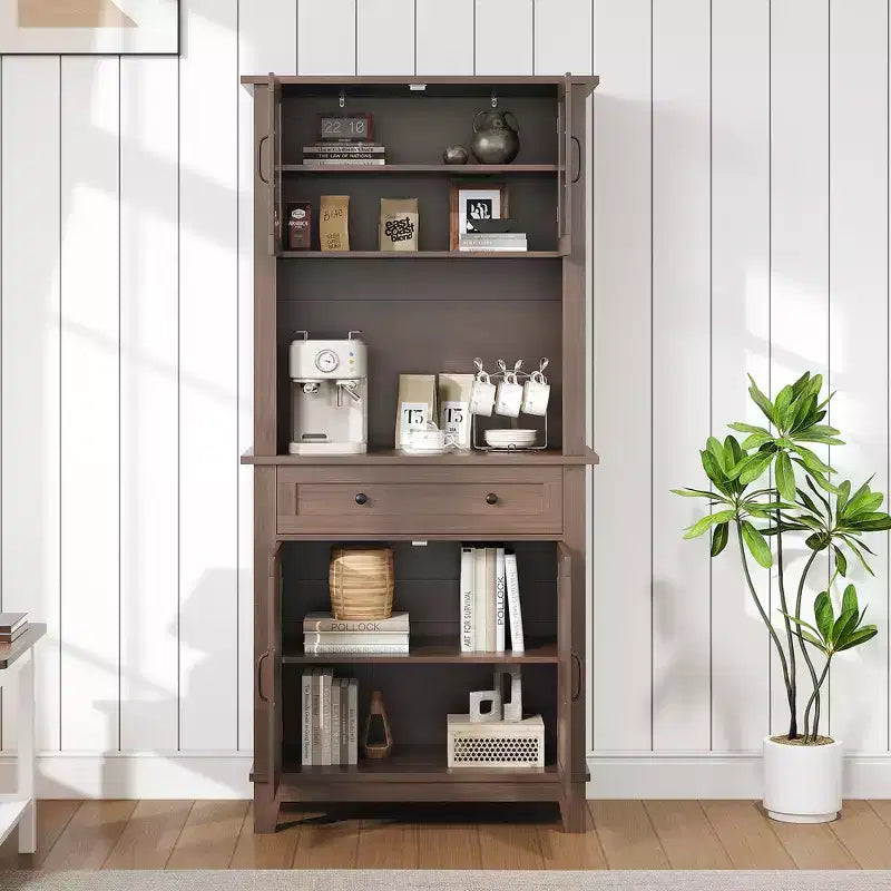 Meuble de Rangement Autonome pour Cuisine avec 2 Portes Vitrées