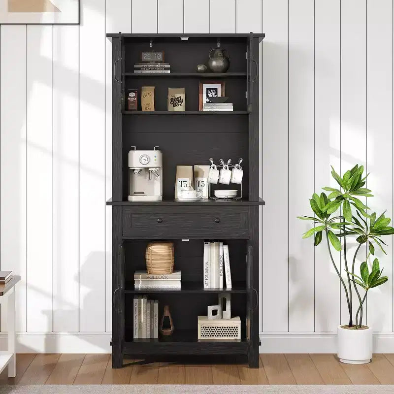 Meuble de Rangement Autonome pour Cuisine avec 2 Portes Vitrées