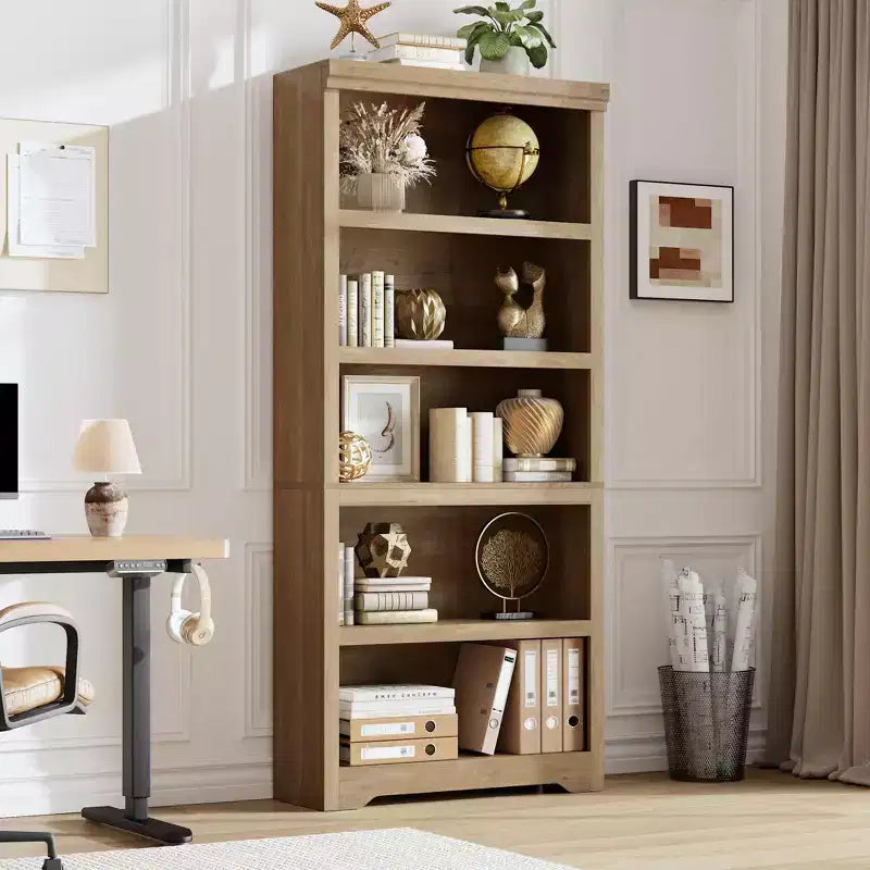 Étagère de ferme à 5 niveaux, bibliothèque haute de 175 cm avec étagères réglables