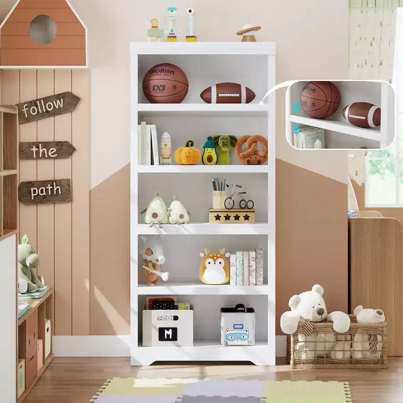 Étagère de ferme à 5 niveaux, bibliothèque haute de 175 cm avec étagères réglables