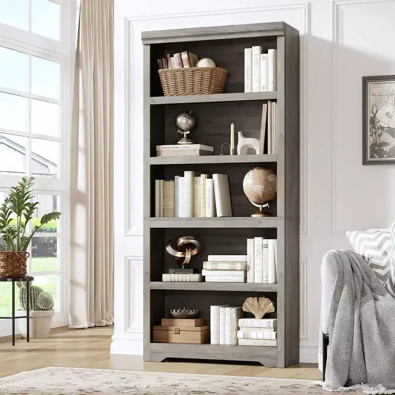 Étagère de ferme à 5 niveaux, bibliothèque haute de 175 cm avec étagères réglables