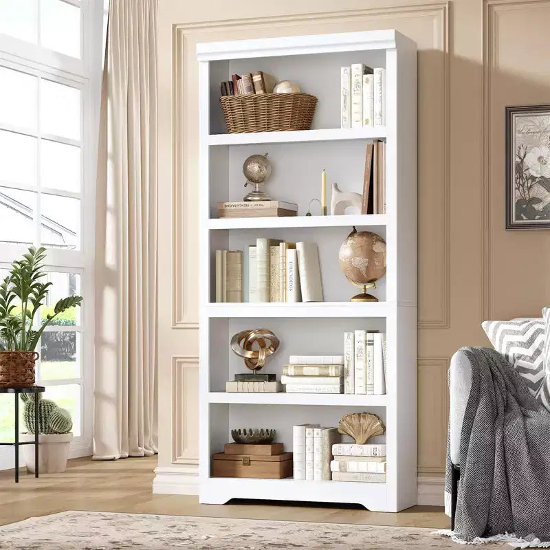 Étagère de ferme à 5 niveaux, bibliothèque haute de 175 cm avec étagères réglables