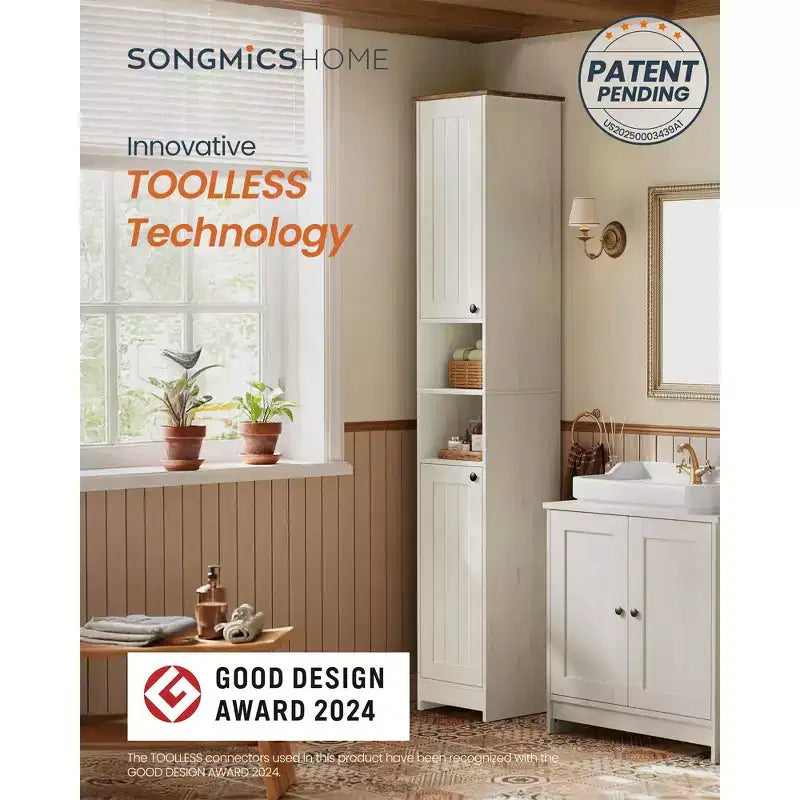 Meuble de rangement, assemblage sans outil ultrarapide, armoire haute et étroite