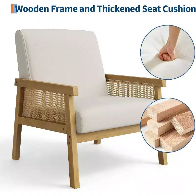 Fauteuil d'appoint en rotin - Fauteuil Boucle, Fauteuil de lecture rembourré