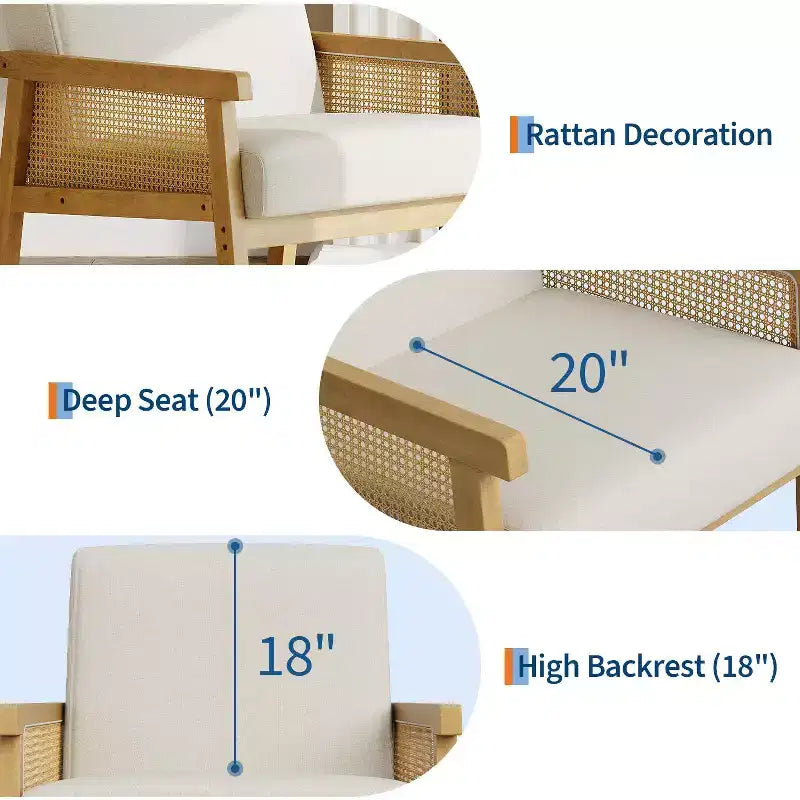 Fauteuil d'appoint en rotin - Fauteuil Boucle, Fauteuil de lecture rembourré