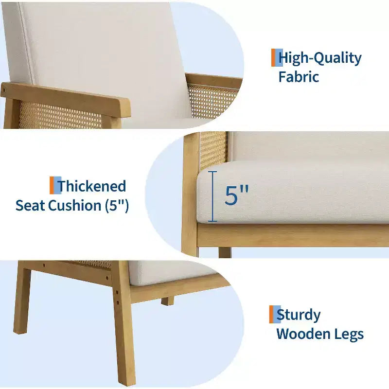 Fauteuil d'appoint en rotin - Fauteuil Boucle, Fauteuil de lecture rembourré