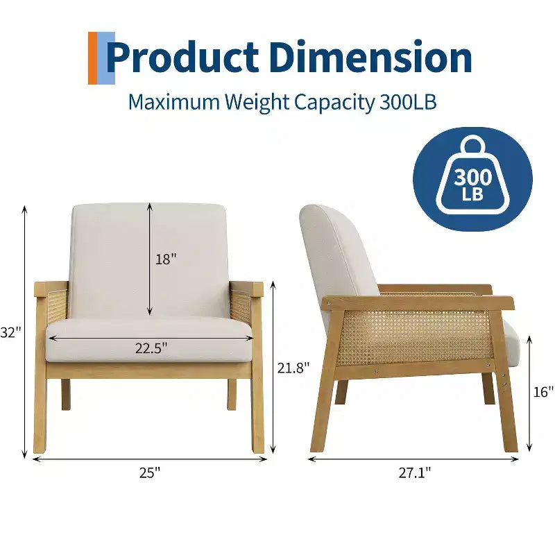 Fauteuil d'appoint en rotin - Fauteuil Boucle, Fauteuil de lecture rembourré
