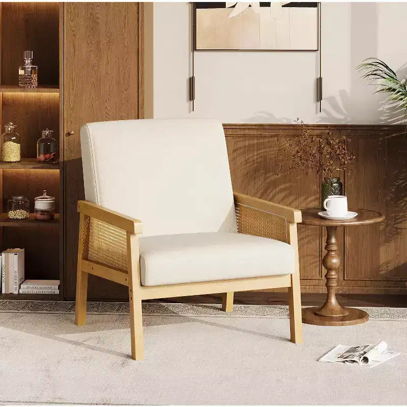 Fauteuil d'appoint en rotin - Fauteuil Boucle, Fauteuil de lecture rembourré