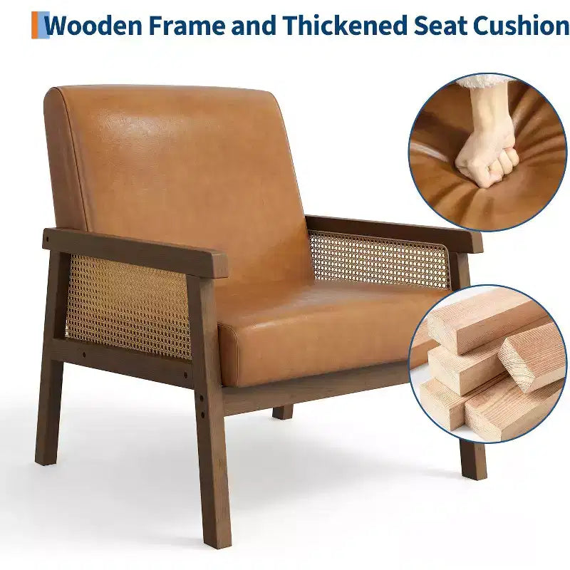 Fauteuil d'appoint en rotin - Fauteuil Boucle, Fauteuil de lecture rembourré