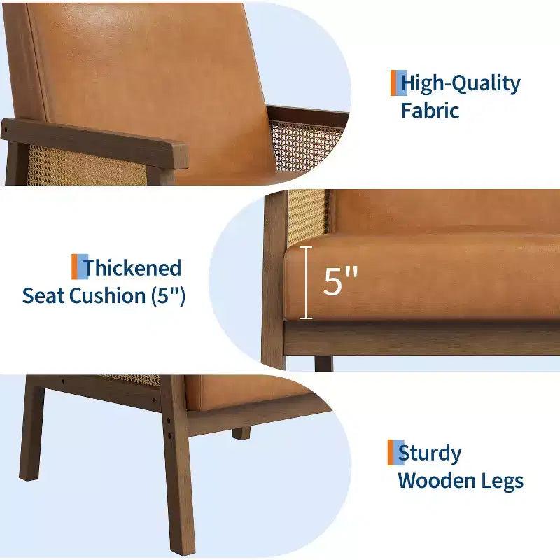 Fauteuil d'appoint en rotin - Fauteuil Boucle, Fauteuil de lecture rembourré