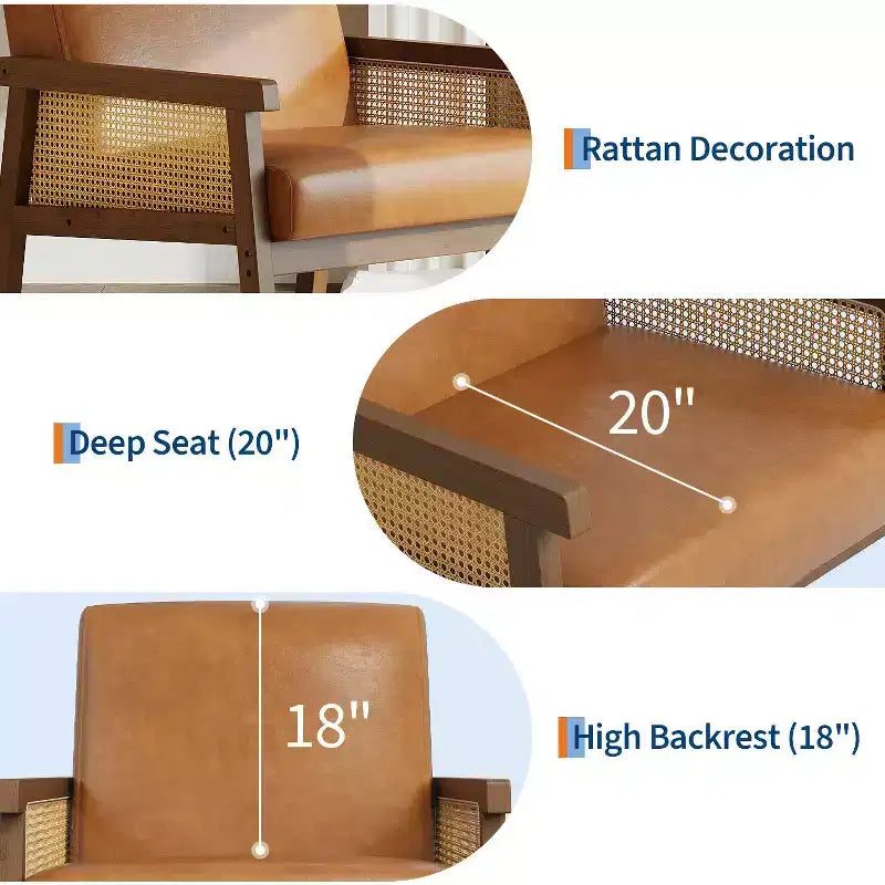 Fauteuil d'appoint en rotin - Fauteuil Boucle, Fauteuil de lecture rembourré