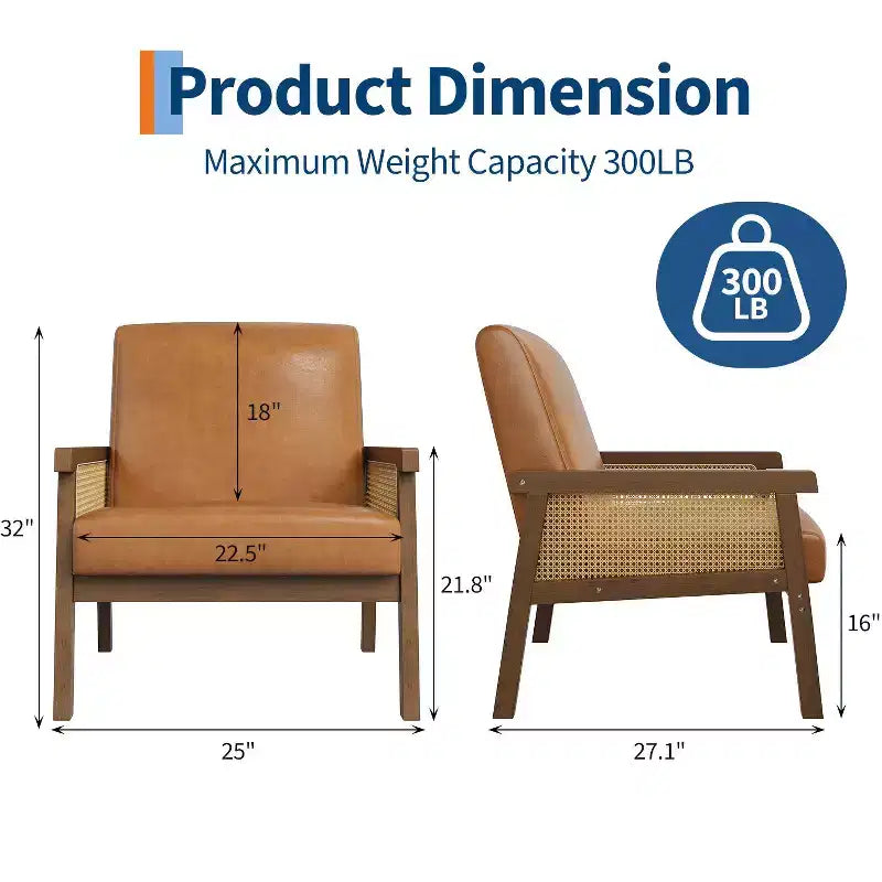 Fauteuil d'appoint en rotin - Fauteuil Boucle, Fauteuil de lecture rembourré