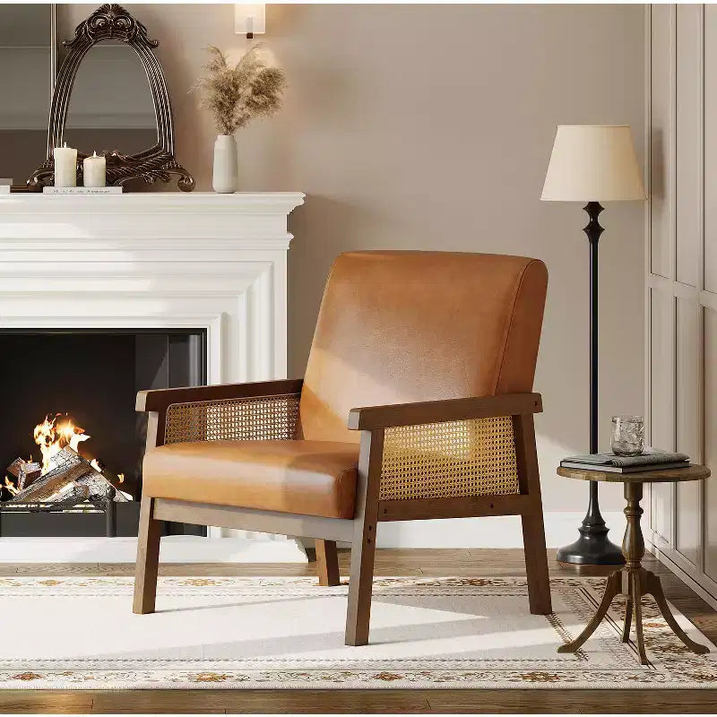 Fauteuil d'appoint en rotin - Fauteuil Boucle, Fauteuil de lecture rembourré