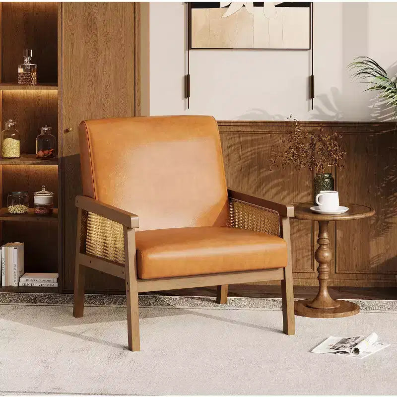 Fauteuil d'appoint en rotin - Fauteuil Boucle, Fauteuil de lecture rembourré