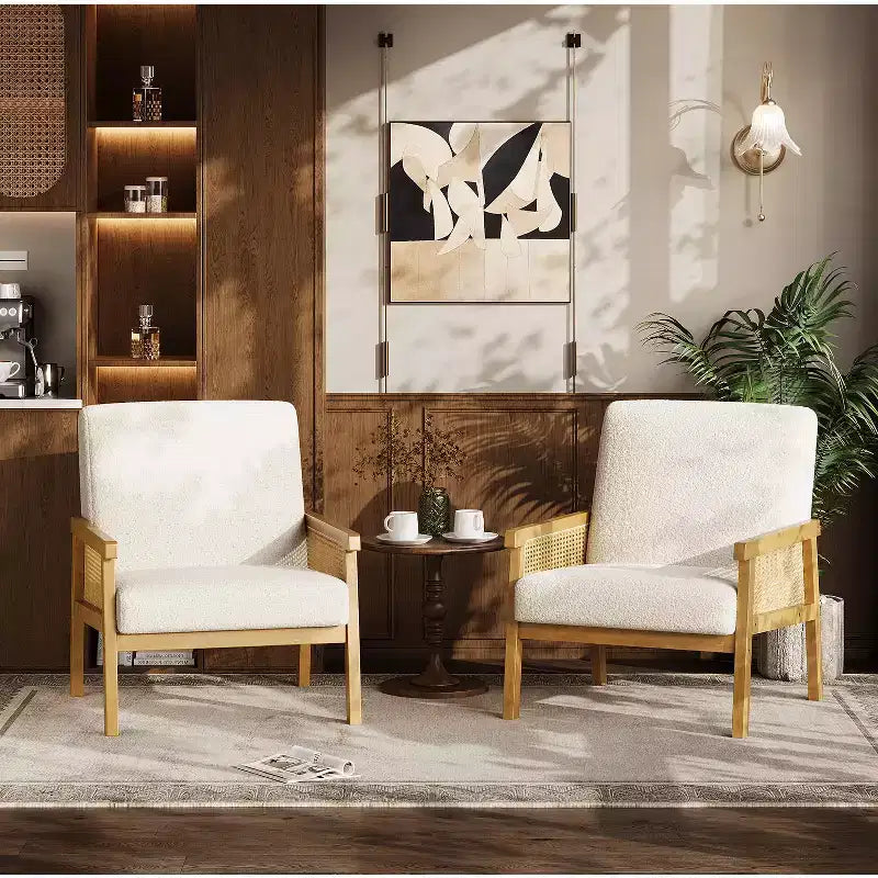 Fauteuil d'appoint en rotin - Fauteuil Boucle, Fauteuil de lecture rembourré