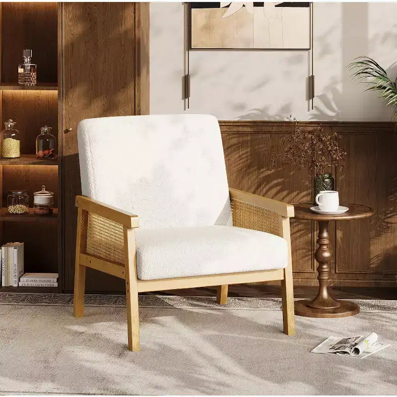 Fauteuil d'appoint en rotin - Fauteuil Boucle, Fauteuil de lecture rembourré
