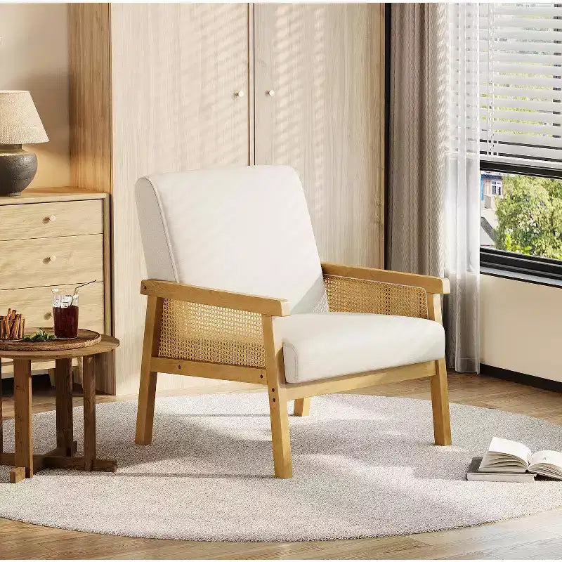 Fauteuil d'appoint en rotin - Fauteuil Boucle, Fauteuil de lecture rembourré