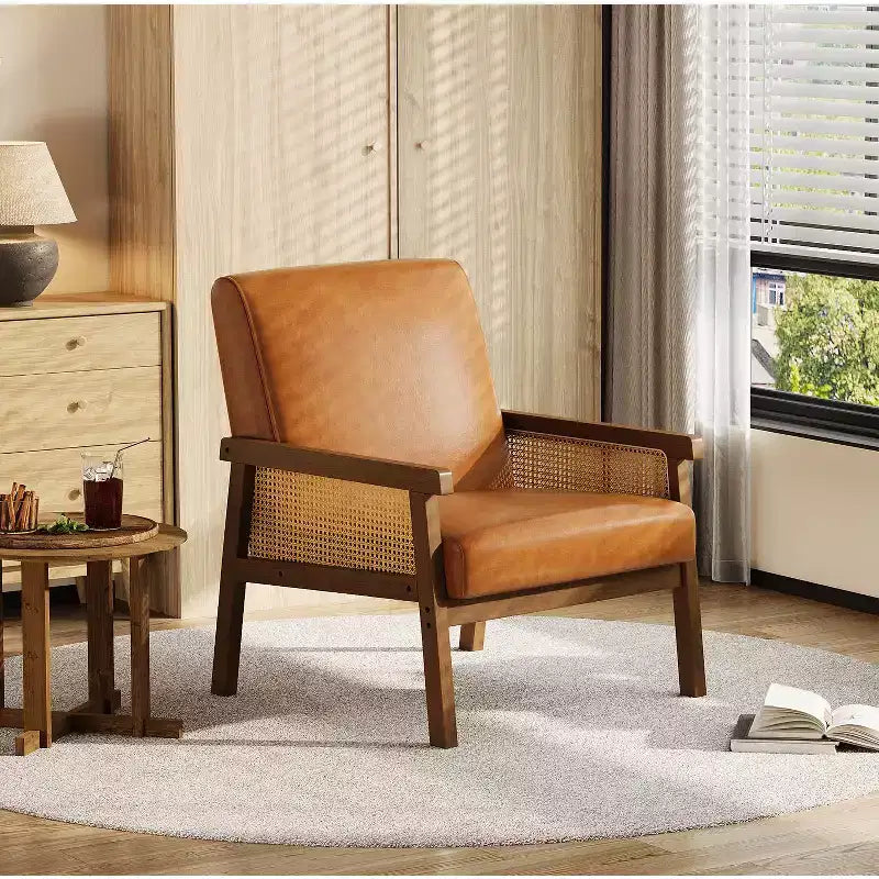 Fauteuil d'appoint en rotin - Fauteuil Boucle, Fauteuil de lecture rembourré