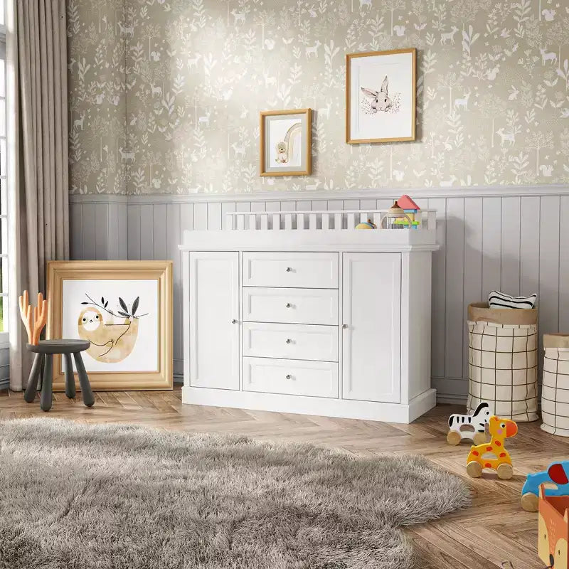 Commode à langer blanche, Organisateur de chambre de bébé spacieux