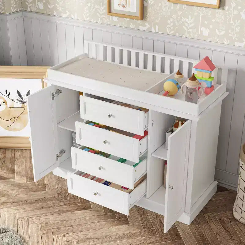 Commode à langer blanche, Organisateur de chambre de bébé spacieux