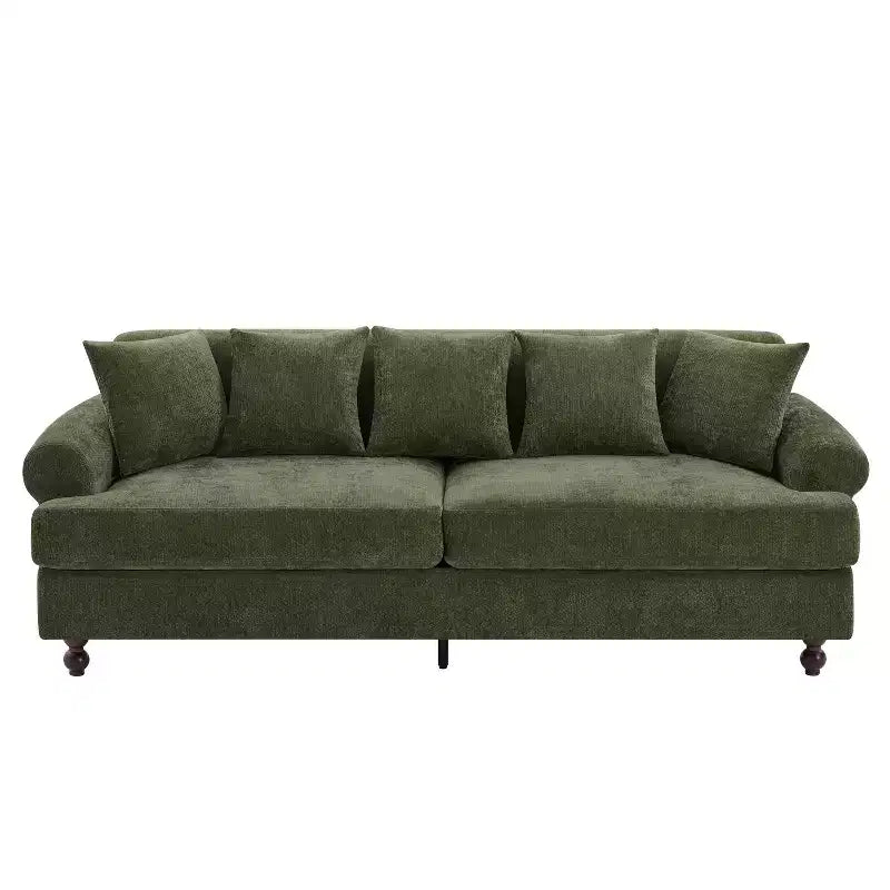 Canapé 3 places moderne en chenille, 81,5 po, avec coussins décoratifs