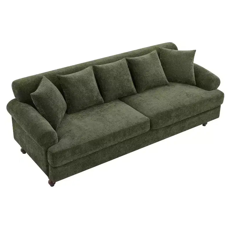 Canapé 3 places moderne en chenille, 81,5 po, avec coussins décoratifs
