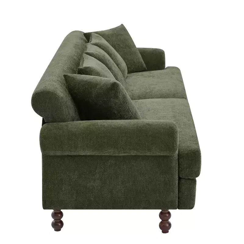 Canapé 3 places moderne en chenille, 81,5 po, avec coussins décoratifs
