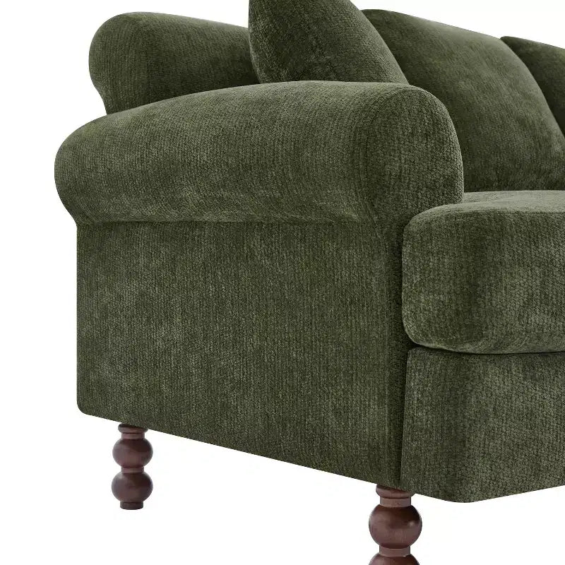 Canapé 3 places moderne en chenille, 81,5 po, avec coussins décoratifs