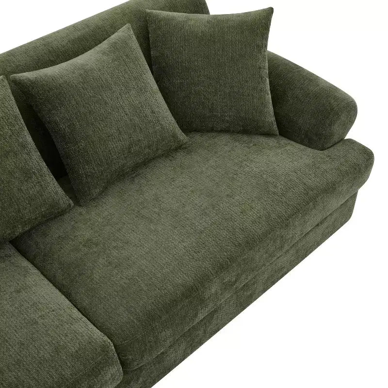 Canapé 3 places moderne en chenille, 81,5 po, avec coussins décoratifs