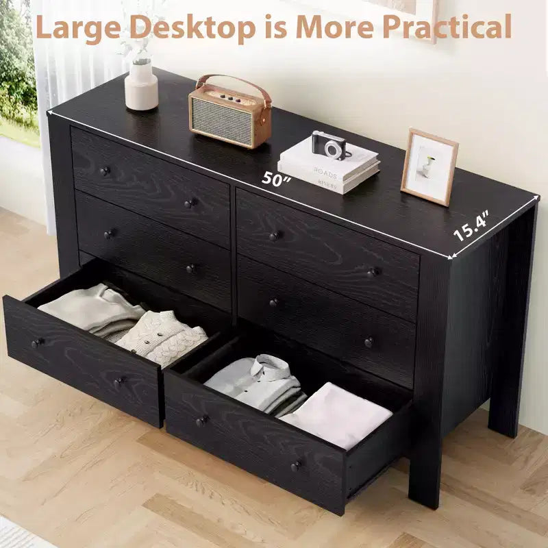 Commode à 6 tiroirs pour chambre à coucher, commode double moderne avec tiroirs de rangement
