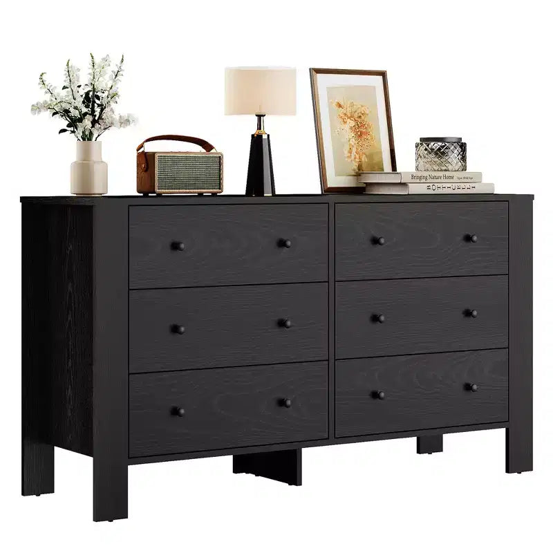 Commode à 6 tiroirs pour chambre à coucher, commode double moderne avec tiroirs de rangement